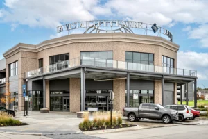 Omaha Retail Space For Lease - La Vista City Centre building with sign